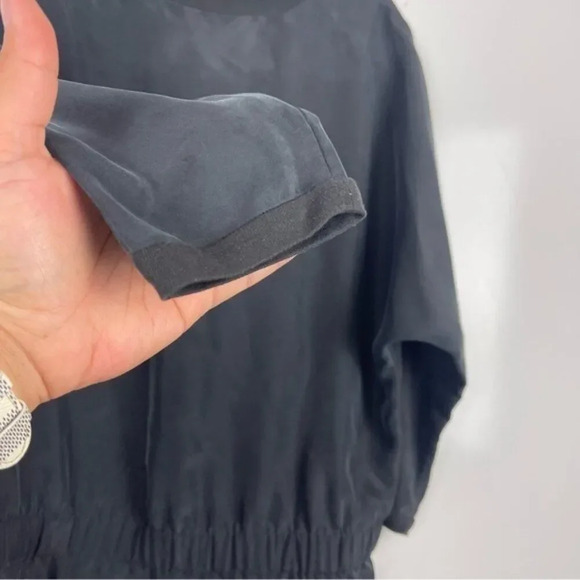 Kate Spade Saturday Ribbed Trim Dolman Mini Dress Silk Black Women's Size Large - Picture 5 of 6